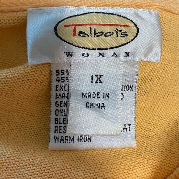 Talbots Women’s Linen Blend Plus Size 1X Pale Orange Sweater Sleeve Pocket - Picture 6 of 11